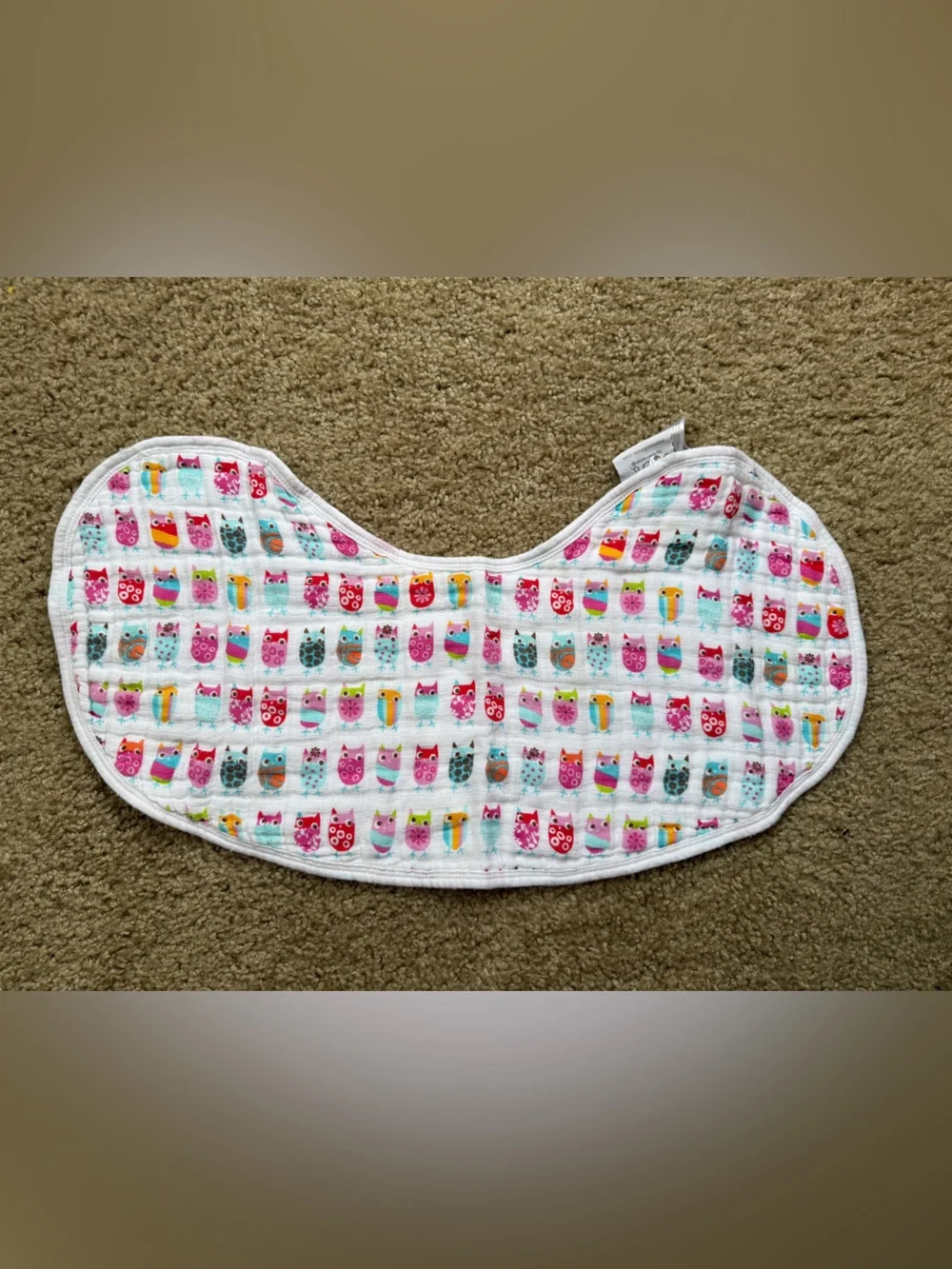 aden + anais Pink Owl Print Muslin Burp Cloth/ Bib